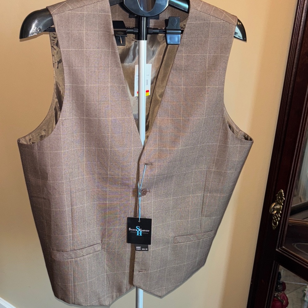 Elegant Brown Checkered Men's Vest